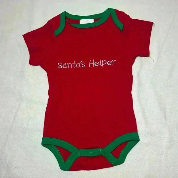 Santa's Helper - NTWO short sleeve newborn  baby onesie top/shirt. Size 0-3 mo - Picture 1 of 3